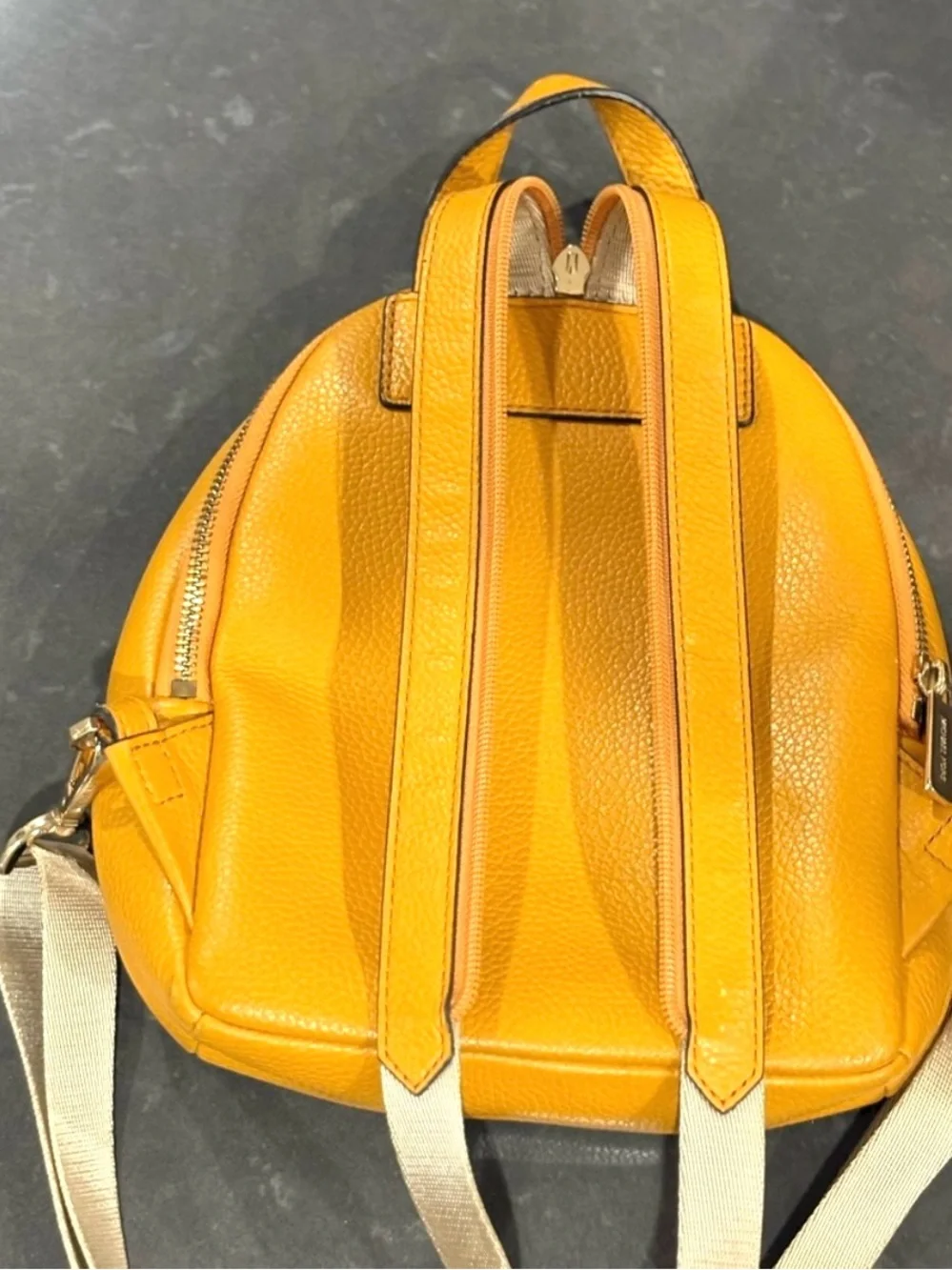 Michael Kors Mustard Yellow Pebbled Leather Mini Backpack